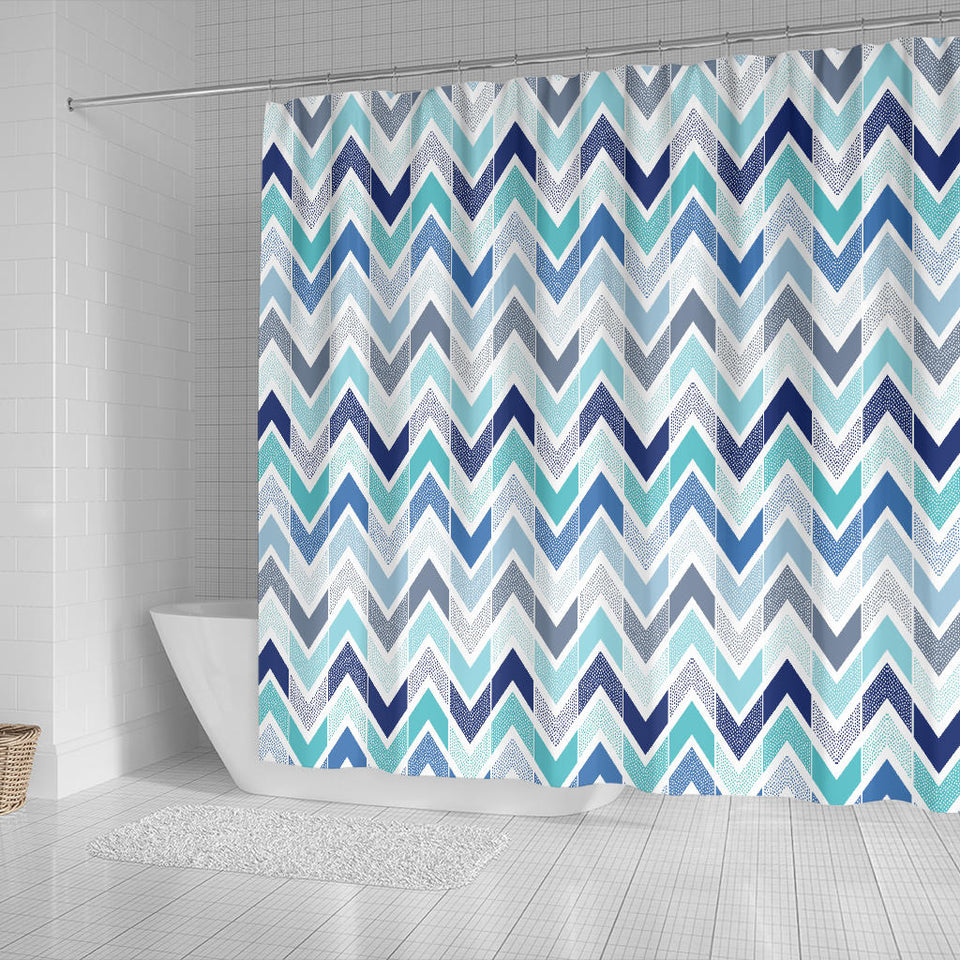 Zigzag  Chevron Blue Pattern Shower Curtain Fulfilled In US