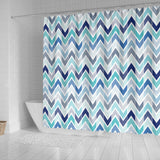 Zigzag  Chevron Blue Pattern Shower Curtain Fulfilled In US