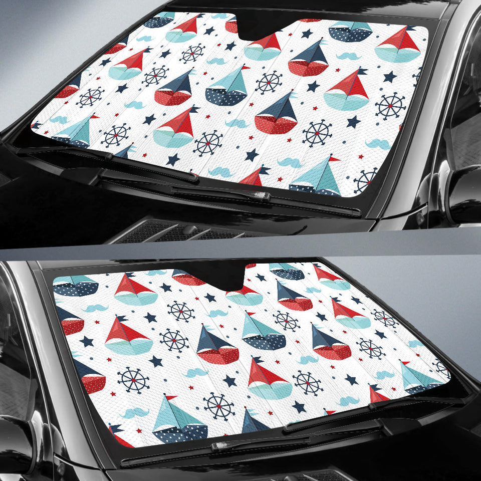 Cute Color Paper Sailboat Pattern Car Sun Shade