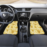 Saxophone Cornet Pattern Yellow Background Front And Back Car Mats