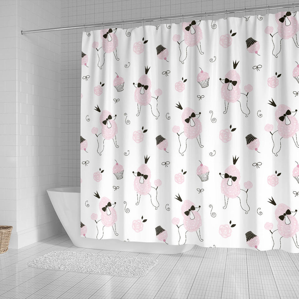 Poodle Dog Rose Cake Pattern Shower Curtain Fulfilled In US