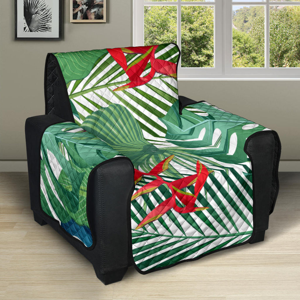heliconia palm and monstera  leaves pattern Recliner Cover Protector