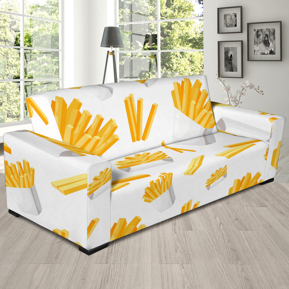 French Fries White Paper Box Pattern Sofa Slipcover
