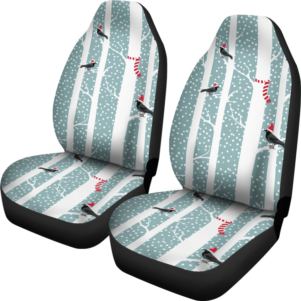 Crows Christmas Hat Scarf Universal Fit Car Seat Covers
