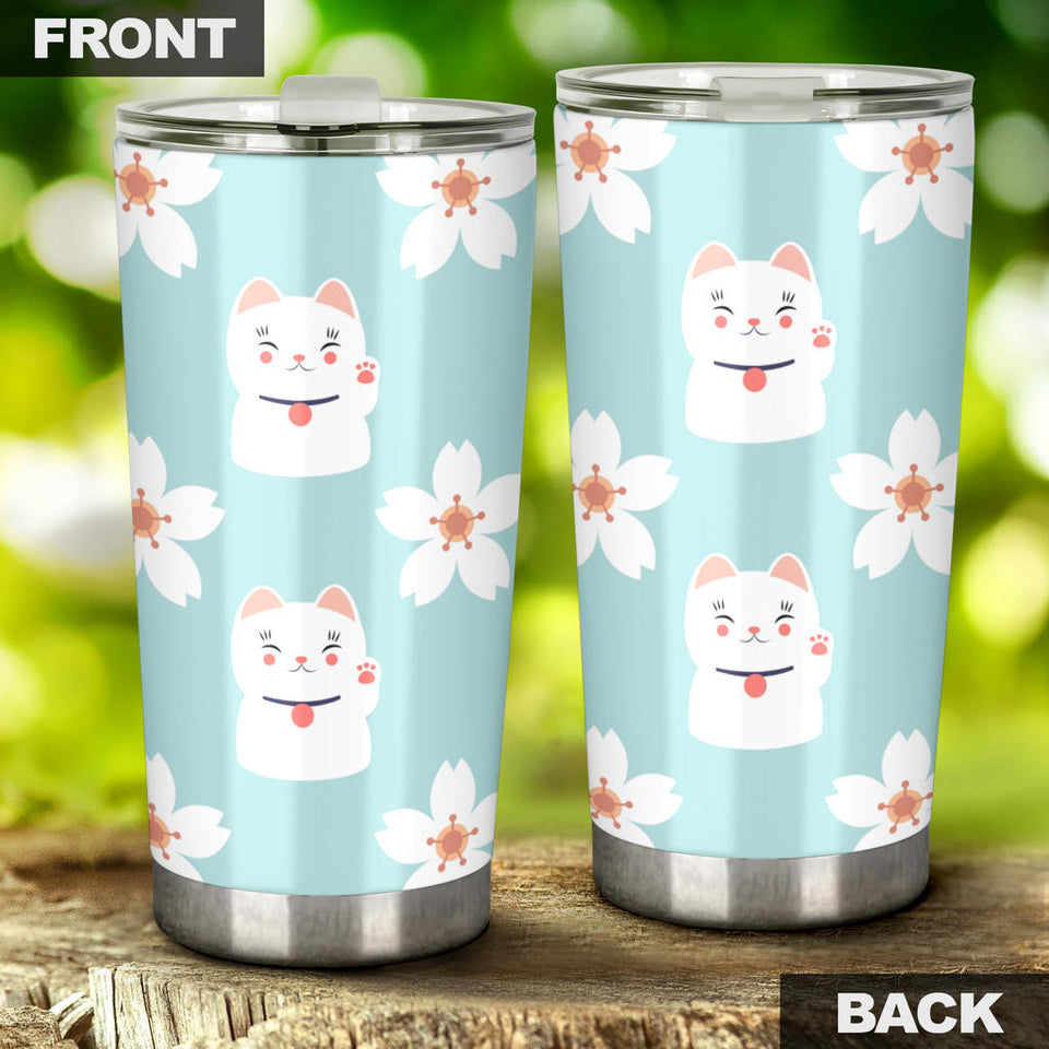 Maneki Neko Lucky Cat Sakura Tumbler