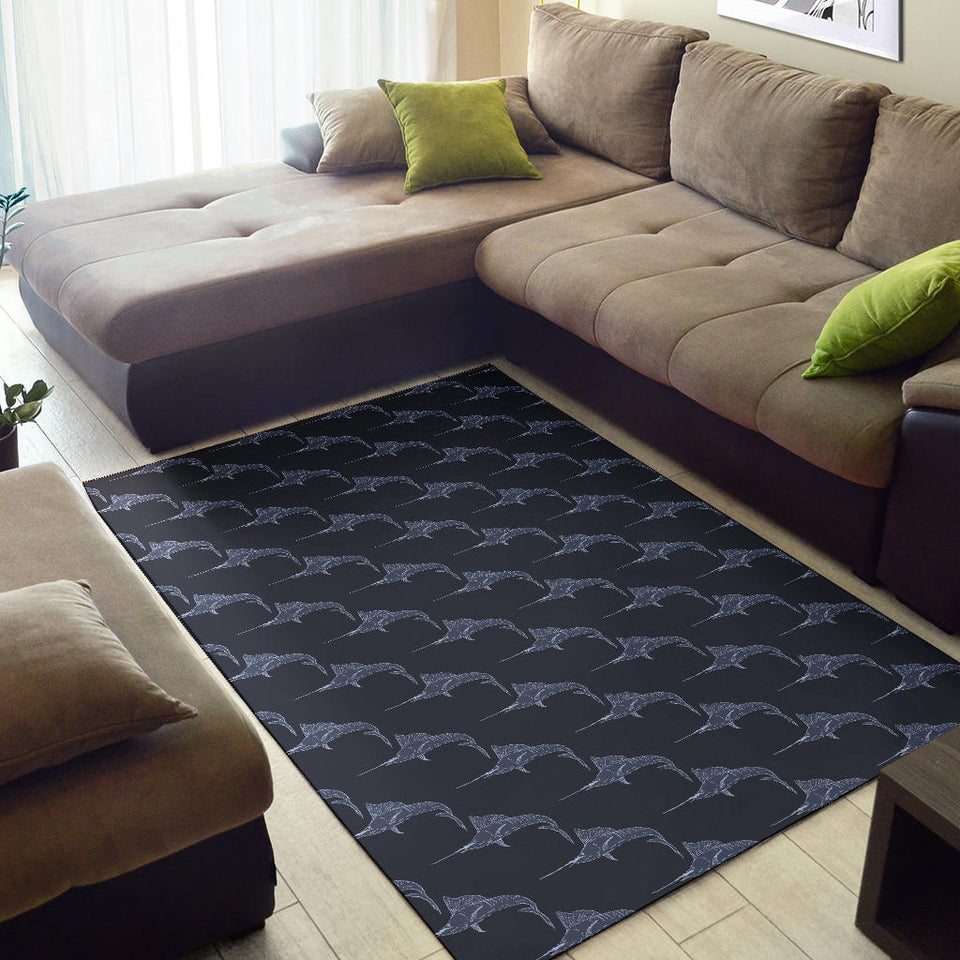 Swordfish Pattern Print Design 03 Area Rug