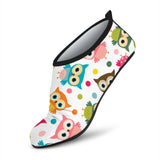 Color Cute Owl Pattern Aqua Shoes