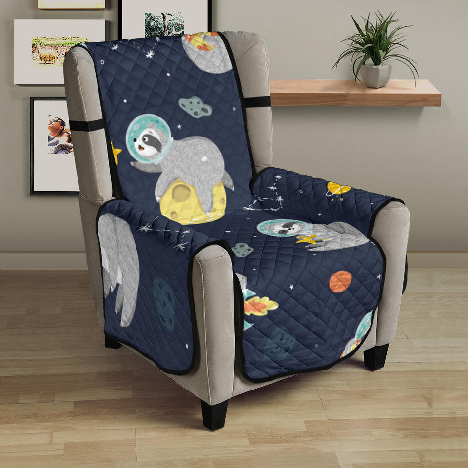 Cute sloth astronaut star planet rocket pattern Chair Cover Protector