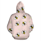 Cute Bee Flower Pattern Pink Background Zip Up Hoodie