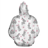 Watercolor Cute Rabbit Pattern Zip Up Hoodie