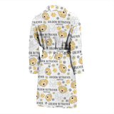 Golden Retriever Pattern Print Design 04 Men's Bathrobe