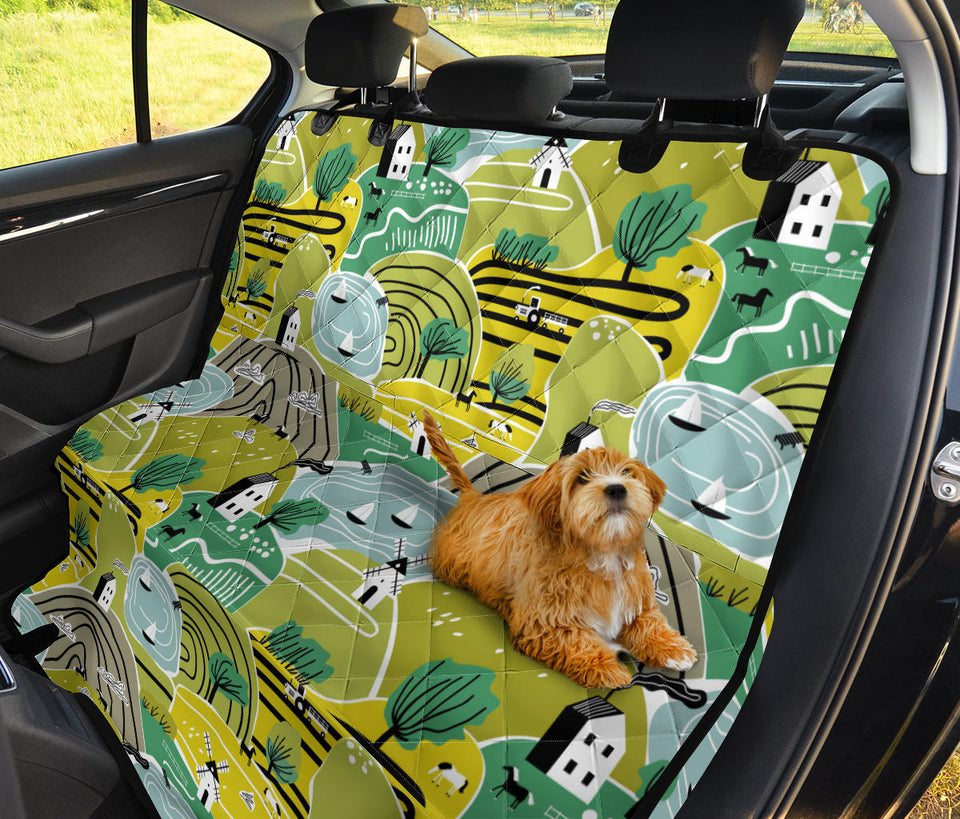 Hand Drawn Windmill Pattern Dog Car Seat Covers
