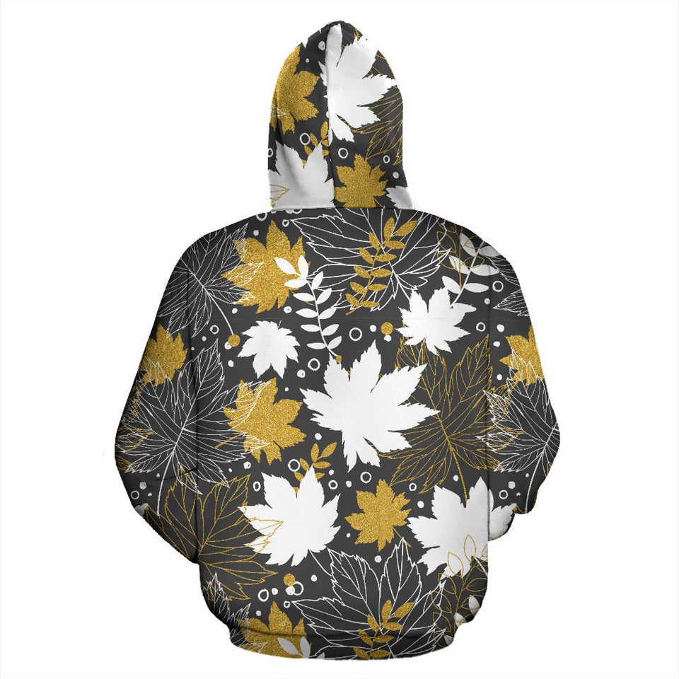 Beautiful Gold Autumn Maple Leaf Pattern Men Women Pullover Hoodie