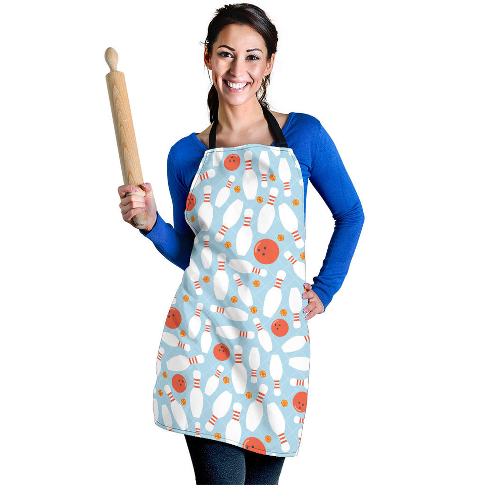 Bowling Ball Bowling Pins Blue Blackground Adjustable Apron