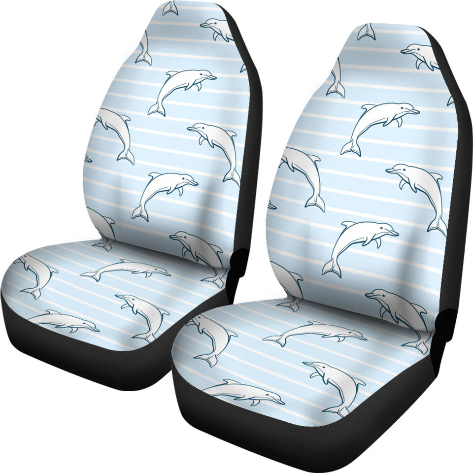 Dolphin Blue Striped Background Universal Fit Car Seat Covers