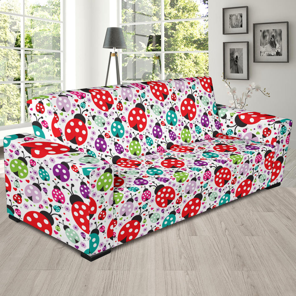 Ladybug Pattern Print Design 04 Sofa Slipcover
