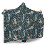 Raccoon Tropical Leaves Pattern Hooded Blanket