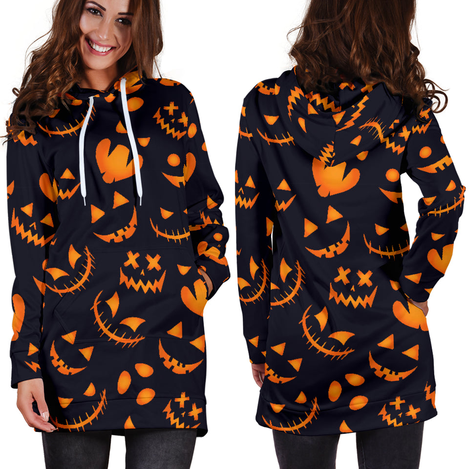 Halloween Pattern Pumpkin Background Women'S Hoodie Dress