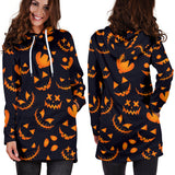 Halloween Pattern Pumpkin Background Women'S Hoodie Dress