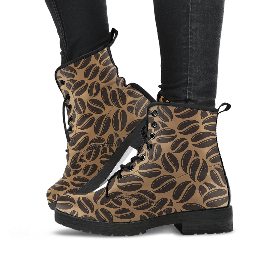 Coffee Bean On Brown Background Leather Boots
