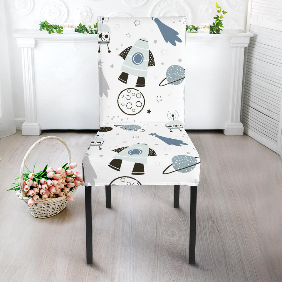 Hand Drawn Space Elements Space Rocket Star Planet Space Probe Dining Chair Slipcover
