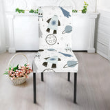 Hand Drawn Space Elements Space Rocket Star Planet Space Probe Dining Chair Slipcover