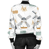 Windmill Pattern Women'S Bomber Jacket