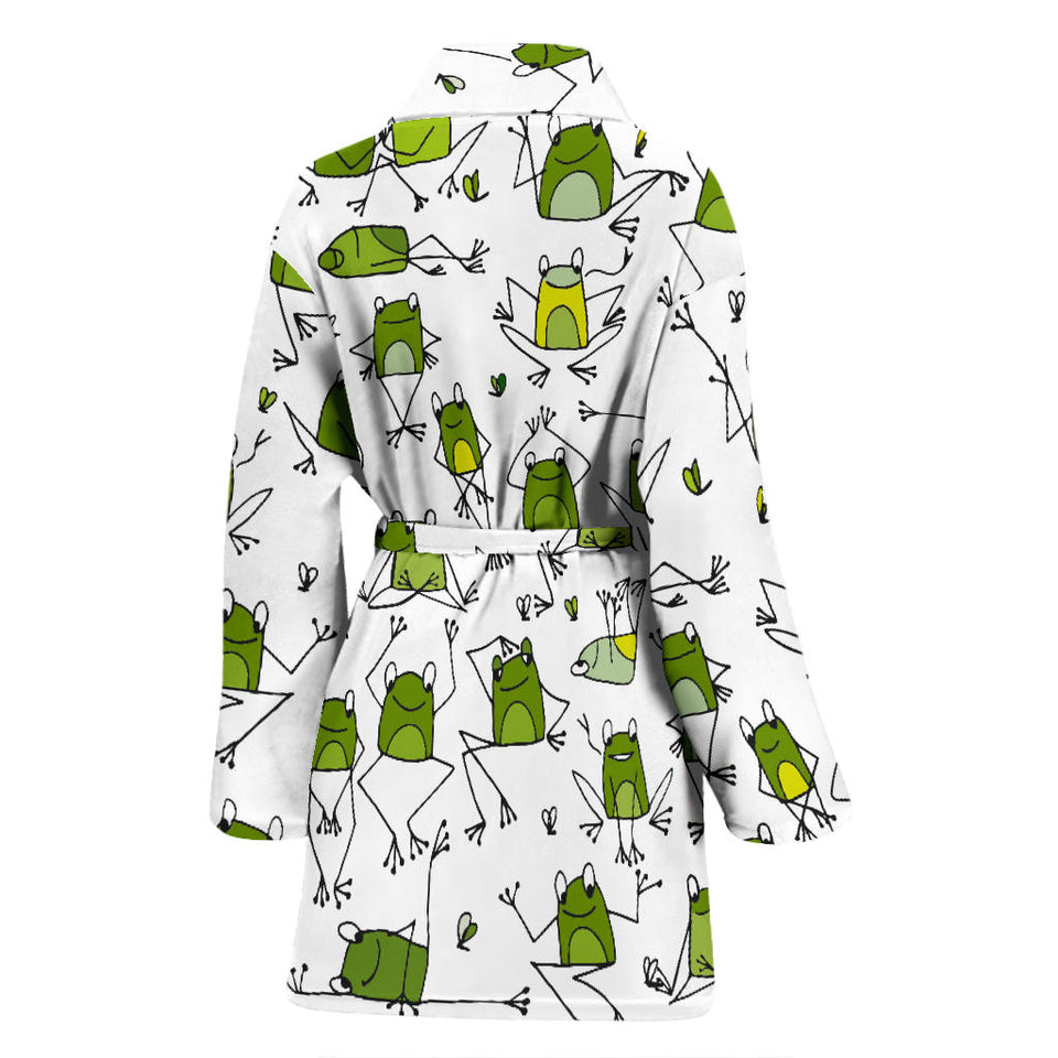 Sketch Funny Frog Pattern Women'S Bathrobe