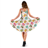 Color Cute Owl Pattern Sleeveless Midi Dress