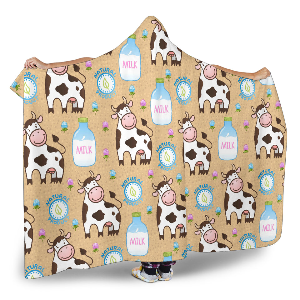 Cow Bottle Of Milk Pattern Hooded Blanket