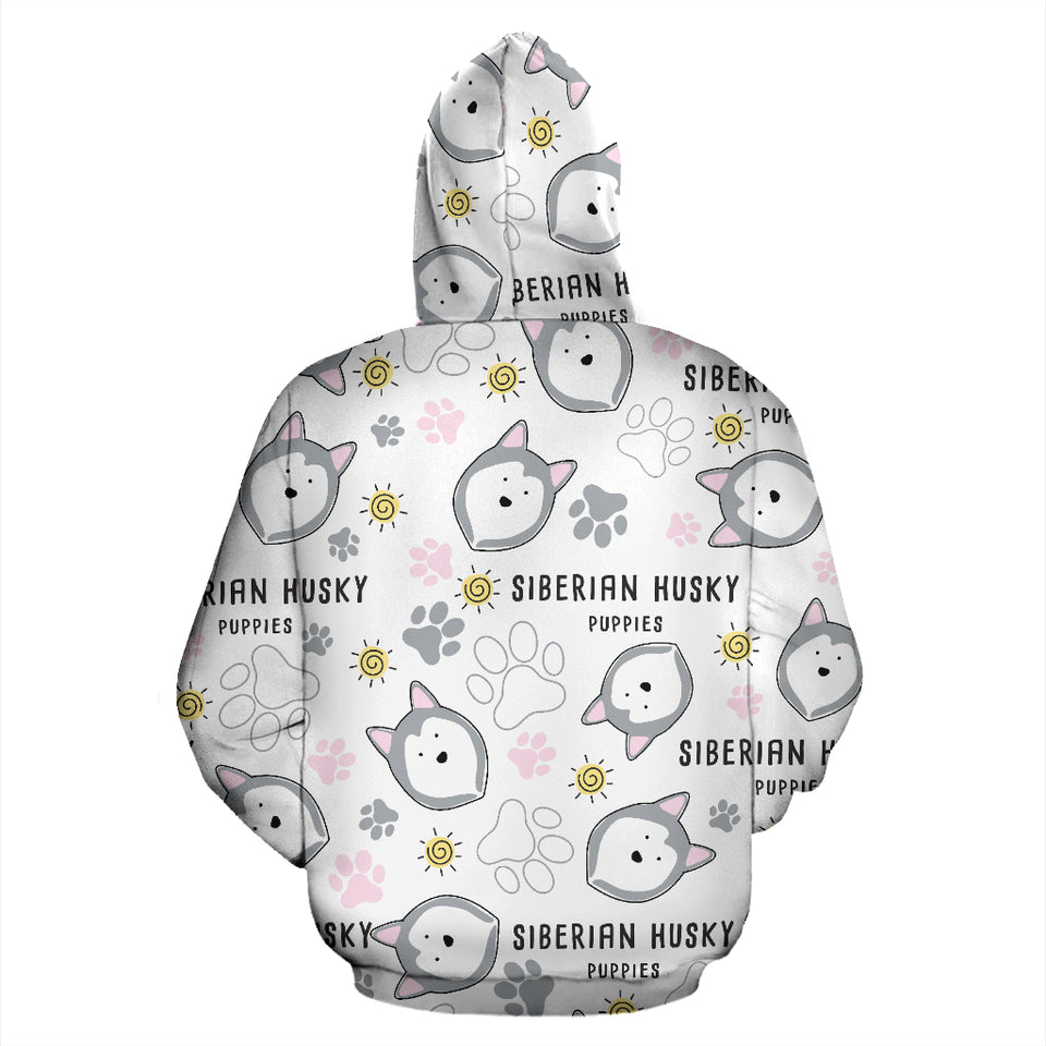 Siberian Husky Design Pattern Zip Up Hoodie