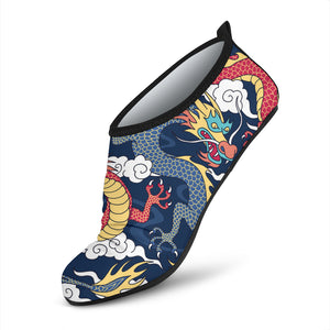 Blue Red Dragon Cloud Pattern Aqua Shoes