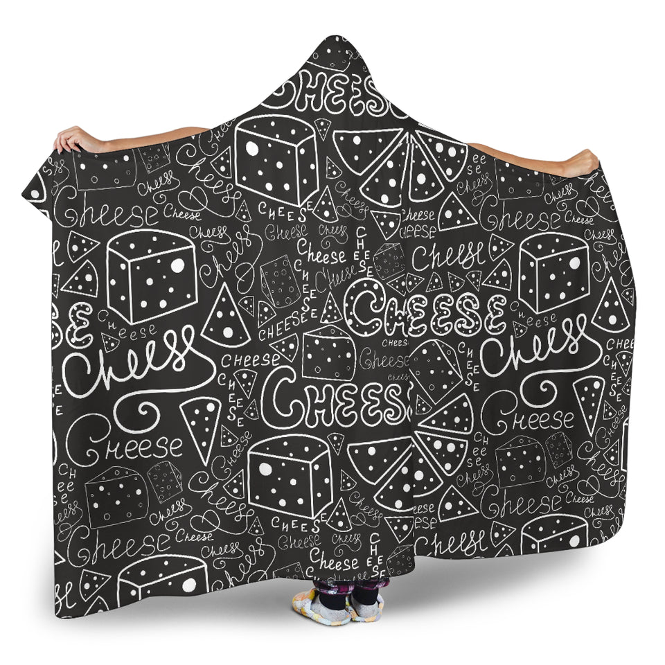 Handwritten Cheese Pattern Hooded Blanket