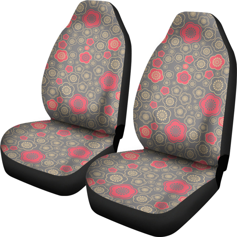Red Gold Sakura Cherry Blossom Gray Background  Universal Fit Car Seat Covers