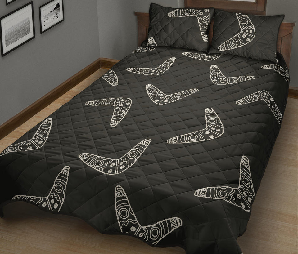 Hand drawn boomerang Australian aboriginal ornament Quilt Bed Set