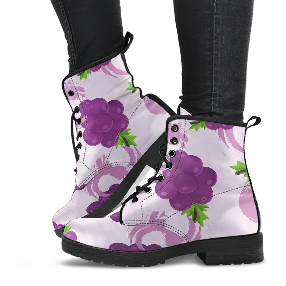 Cute Grape Pattern Leather Boots