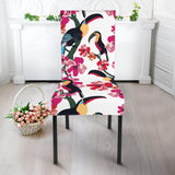 Toucan Flower Design Pattern Dining Chair Slipcover