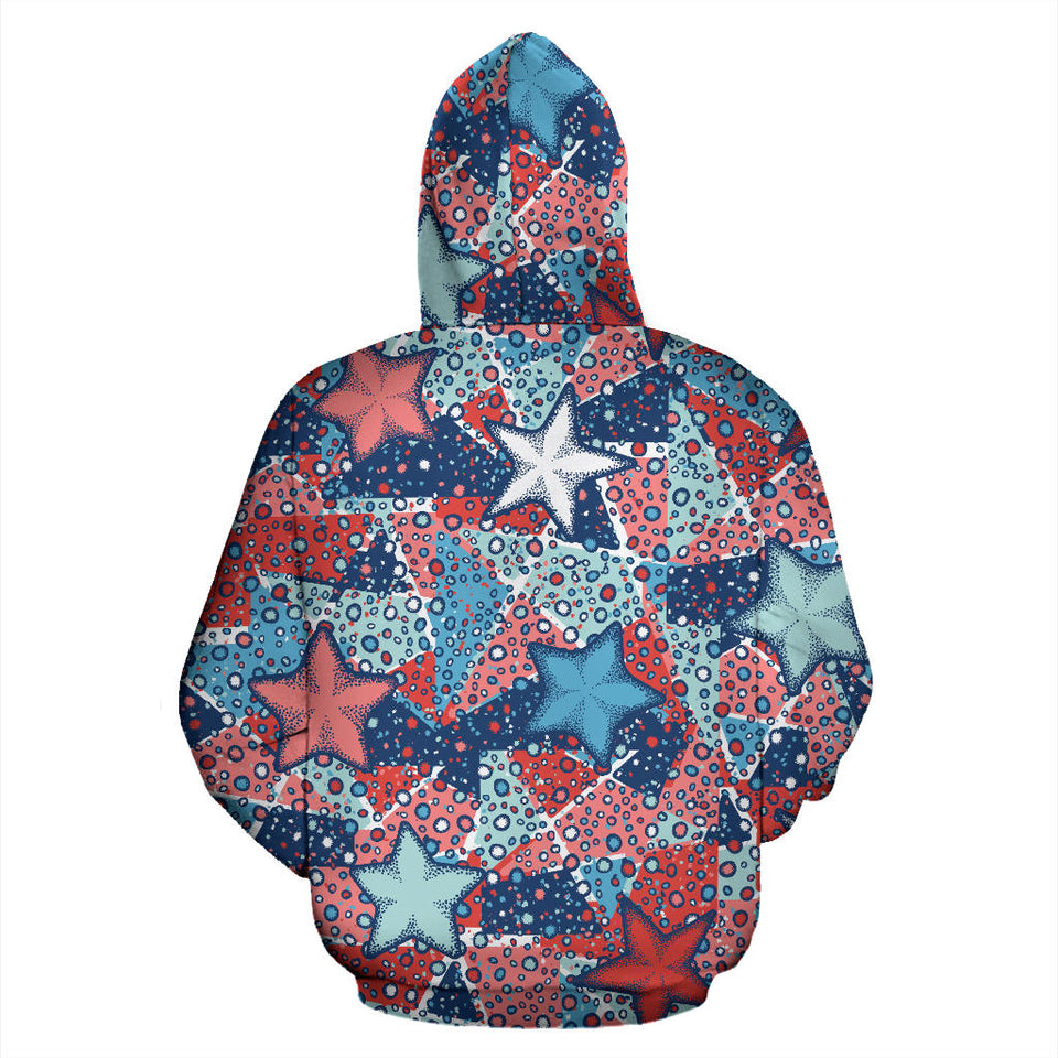 Hand Drawn Colorful Starfish Men Women Pullover Hoodie