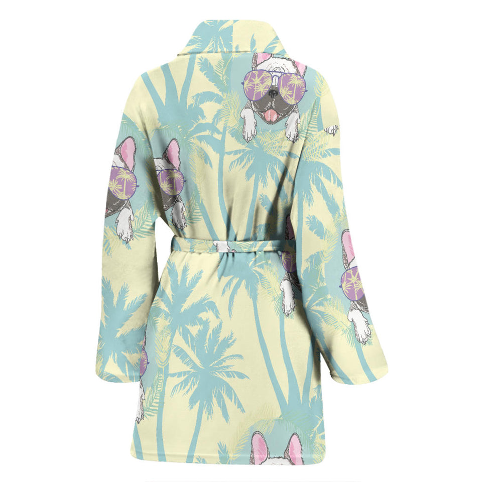 French Bulldog Hawaii Blackground Women'S Bathrobe