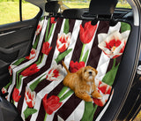 Red And White Tulips Pattern Dog Car Seat Covers