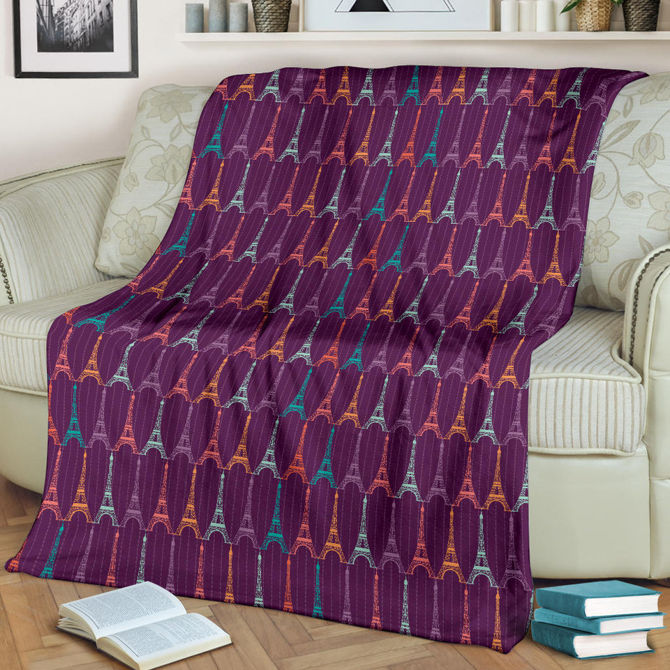 Eiffel Tower Pattern Print Design 05 Premium Blanket