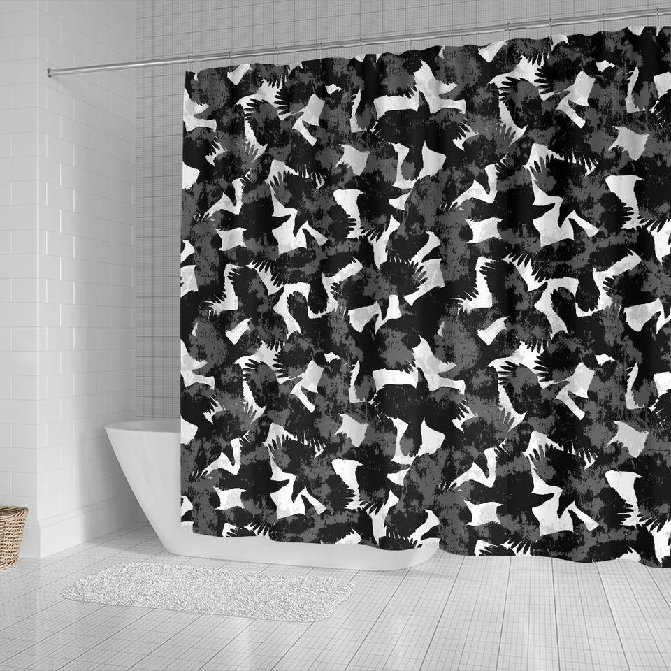Crow Illustration Pattern Shower Curtain Fulfilled In US
