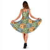 Dice Pattern Print Design 05 Sleeveless Midi Dress