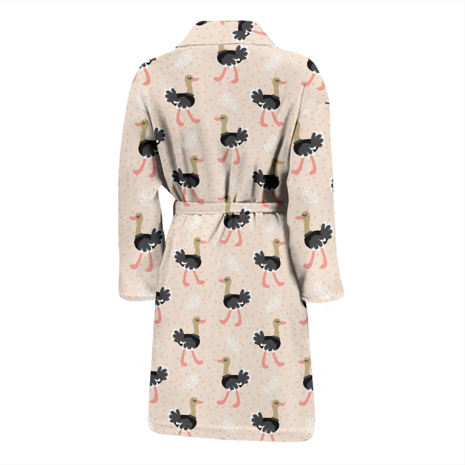 Ostrich Pattern Print Design 05 Men's Bathrobe