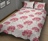 Pink lotus waterlily pattern Quilt Bed Set