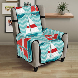 Red White sailboat wave background Chair Cover Protector