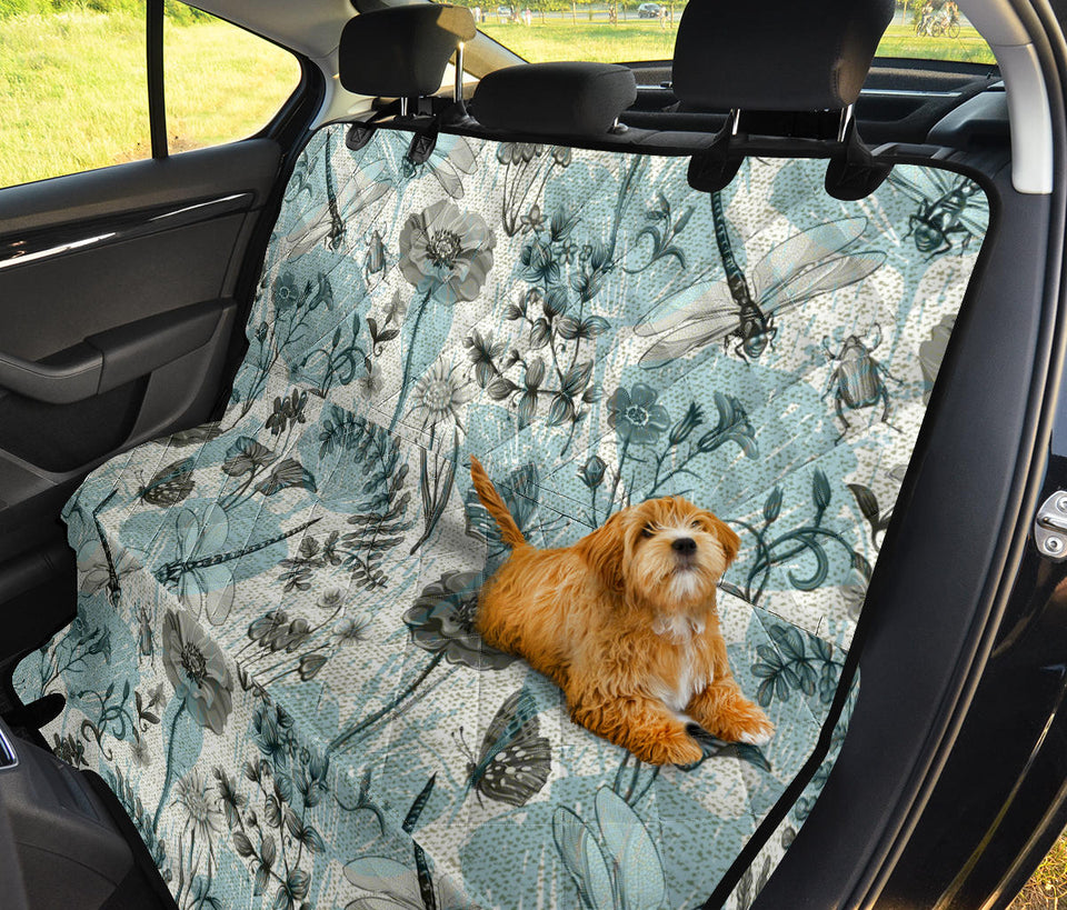Dragonfly Butterfly Plants Insect Flower Vintage Style Pattern Dog Car Seat Covers