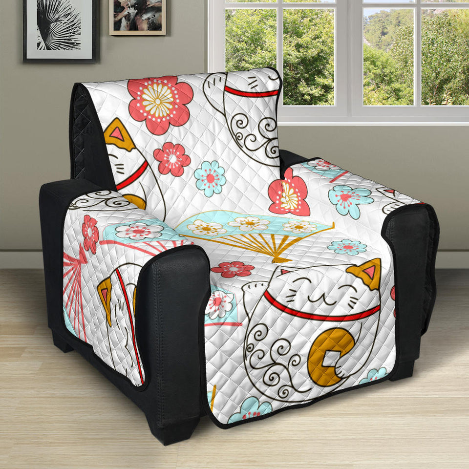 Maneki Neko Lucky Cat fan sakura Recliner Cover Protector
