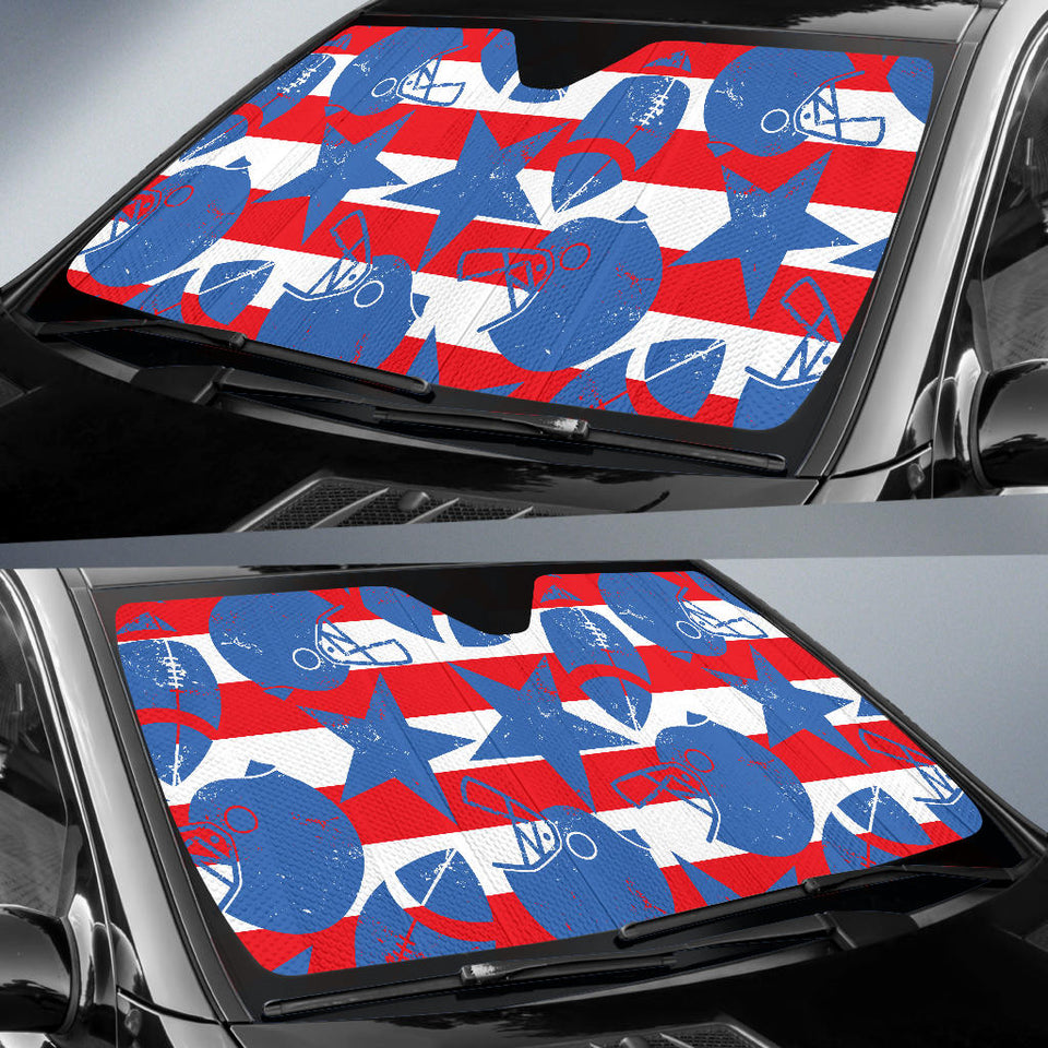 American Football Ball Star Stripes Pattern Car Sun Shade