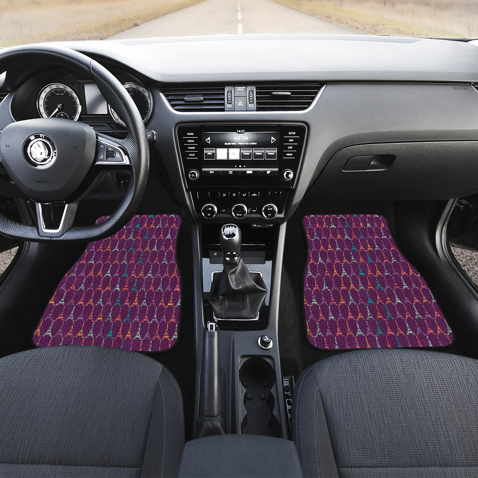 Eiffel Tower Pattern Print Design 05 Front Car Mats